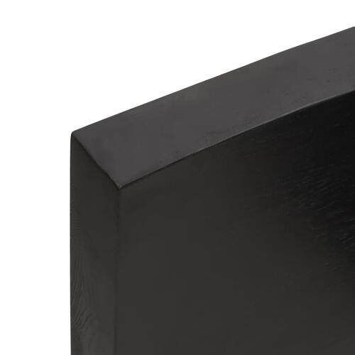 Bordplade til badeværelse 220x60x(2-6) cm massivt træ mørkebrun