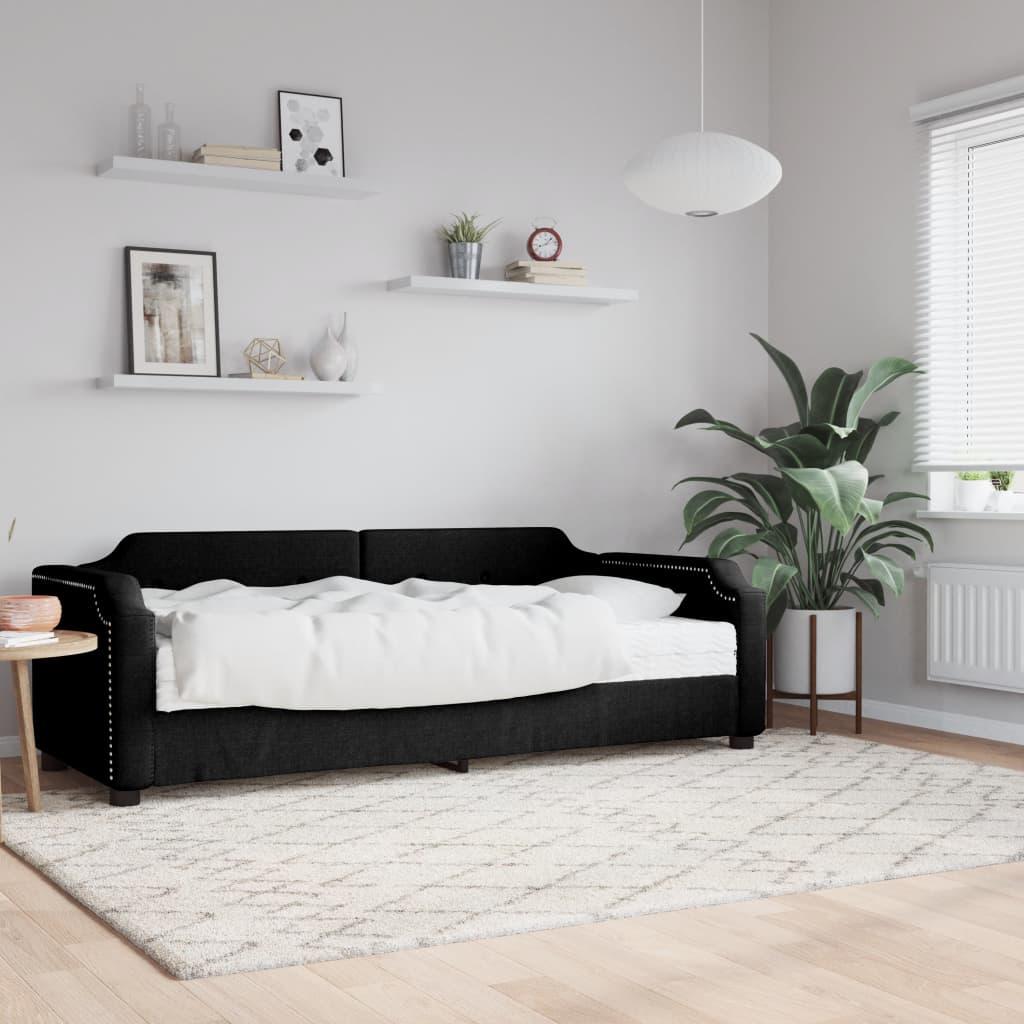 Daybed med madras 90x200 cm stof sort billede