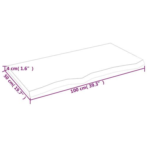 Bordplade 100x50x(2-4) cm ubehandlet massivt egetræ
