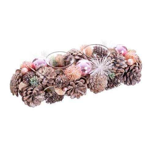 Julelys Holder Hvid Pink Plastik Foam Ananas 32 x 15 x 9 cm