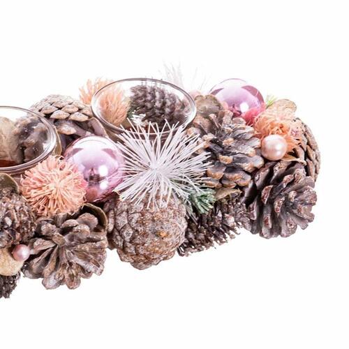 Julelys Holder Hvid Pink Plastik Foam Ananas 32 x 15 x 9 cm