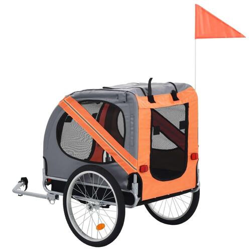 Cykelanhænger til hund orange og grå