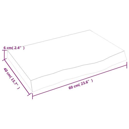 Bordplade 60x40x(2-6) cm behandlet massivt egetræ lysebrun