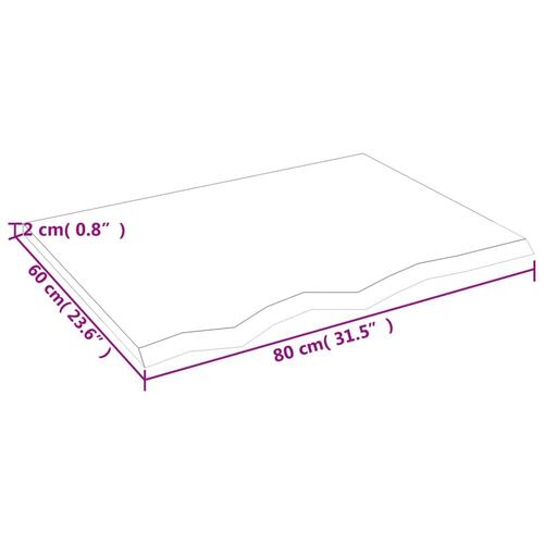 Bordplade 80x60x2 cm behandlet massivt eg lysebrun