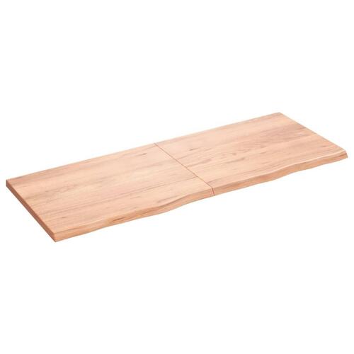 Bordplade 160x60x(2-4) cm behandlet massivt egetræ lysebrun
