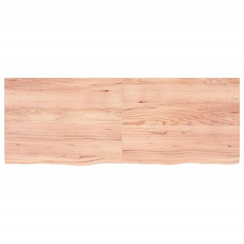 Bordplade 160x60x(2-4) cm behandlet massivt egetræ lysebrun