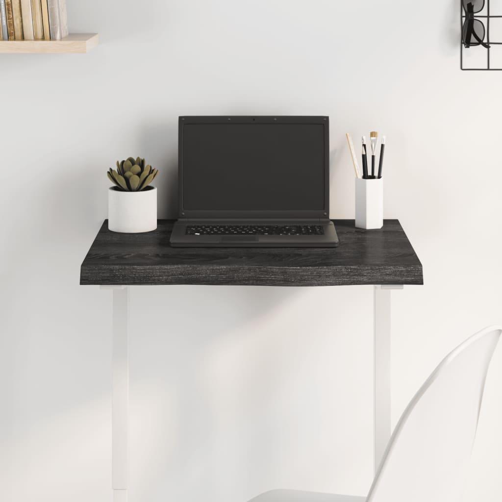 Bordplade 60x40x(2-4) cm behandlet massivt egetræ mørkebrun