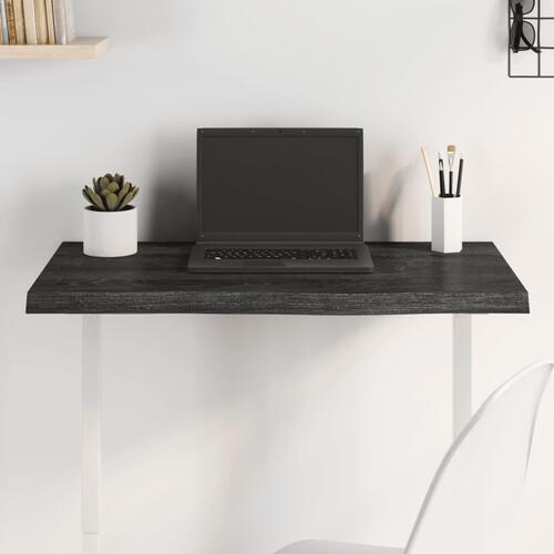 Bordplade 80x50x(2-4) cm behandlet massivt egetræ mørkebrun