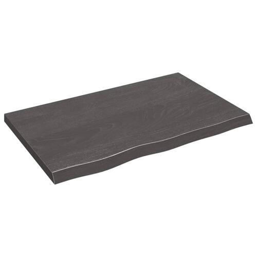 Bordplade 80x50x(2-4) cm behandlet massivt egetræ mørkebrun