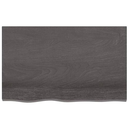 Bordplade 80x50x(2-4) cm behandlet massivt egetræ mørkebrun