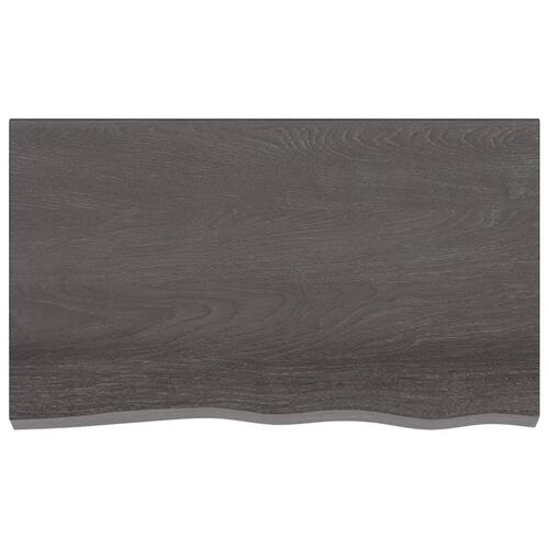 Bordplade 100x60x2 cm behandlet massivt egetræ mørkebrun