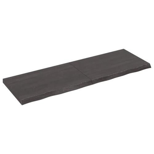 Bordplade 120x40x(2-4) cm behandlet massivt egetræ mørkebrun