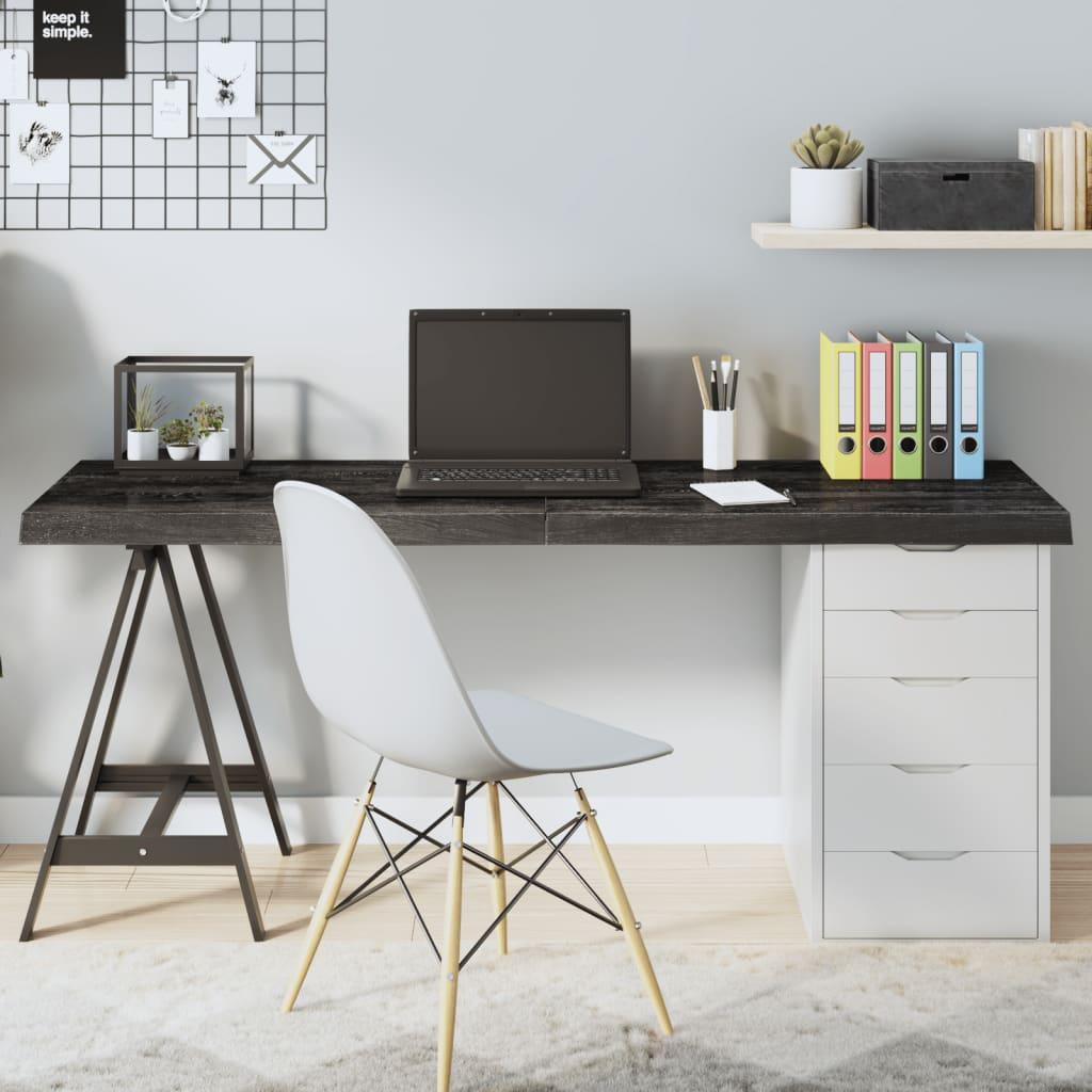 Bordplade 160x50x(2-6) cm behandlet massivt egetræ mørkebrun