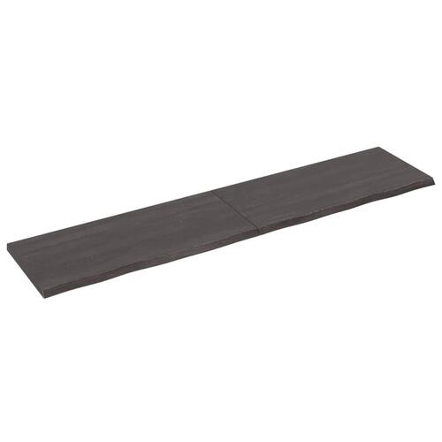 Bordplade 220x50x(2-4) cm behandlet massivt egetræ mørkebrun