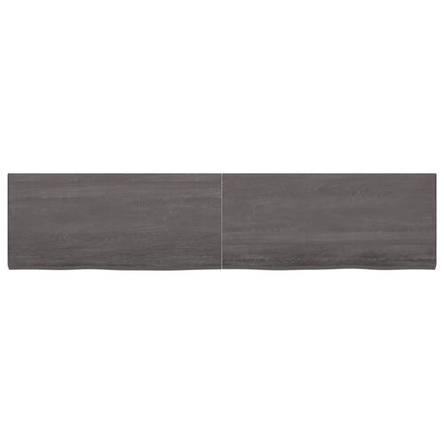 Bordplade 220x50x(2-4) cm behandlet massivt egetræ mørkebrun
