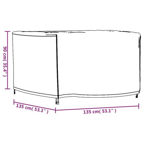 Havemøbelovertræk 135x135x90 cm vandtæt 420D sort