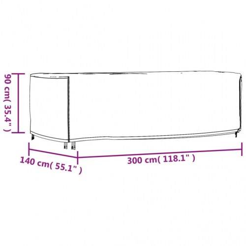 Havemøbelovertræk 300x140x90 cm vandtæt 420D sort