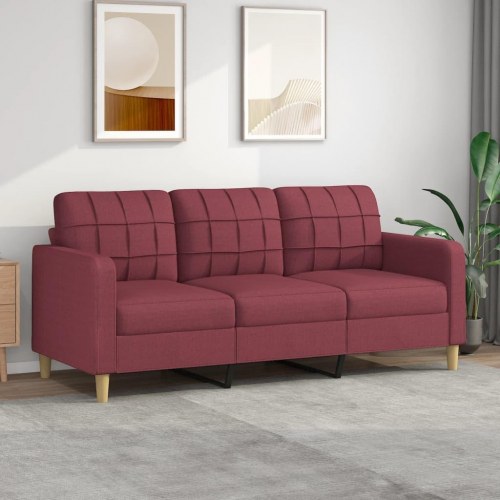 3-personers sofa i stof - 180 cm, vinrød