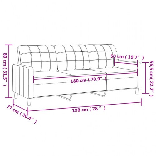 3-personers sofa i stof - 180 cm, vinrød