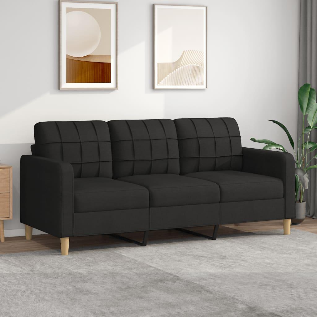 3 Personers Sofa 180 Cm Stof Sort