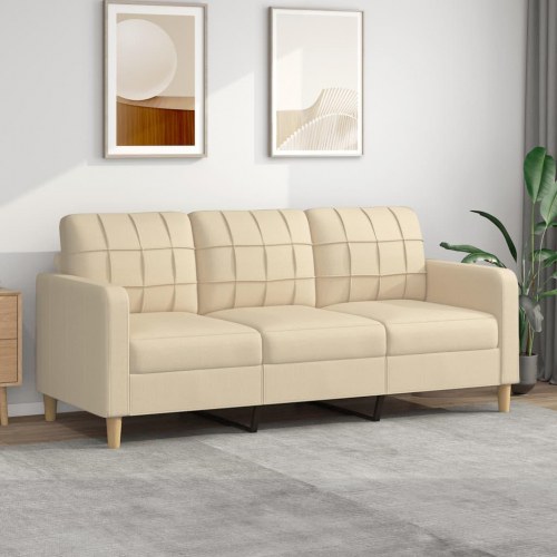 3-personers sofa i stof - cremefarvet, 180 cm sædebredde