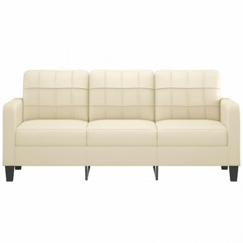 3-personers sofa i kunstlæder - cremefarvet