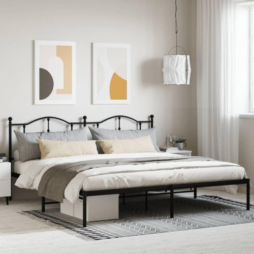 Sengeramme med sengegavl 193 x 203 cm - sort