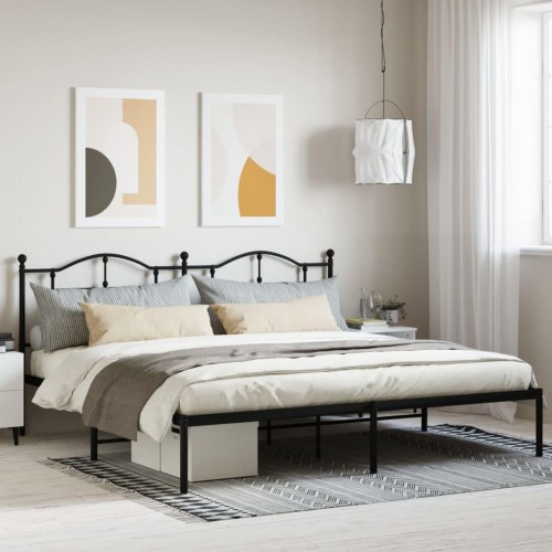 Sengeramme med sengegavl 200 x 200 cm - sort