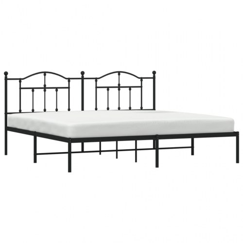 Sengeramme med sengegavl 200 x 200 cm - sort