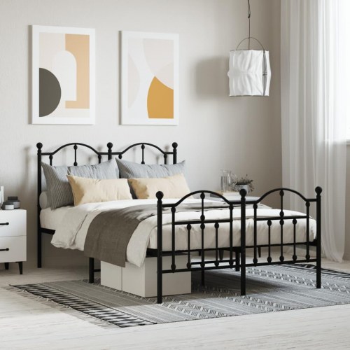 Sengeramme med sengegavl og fodgærde 120 x 190 cm - sort