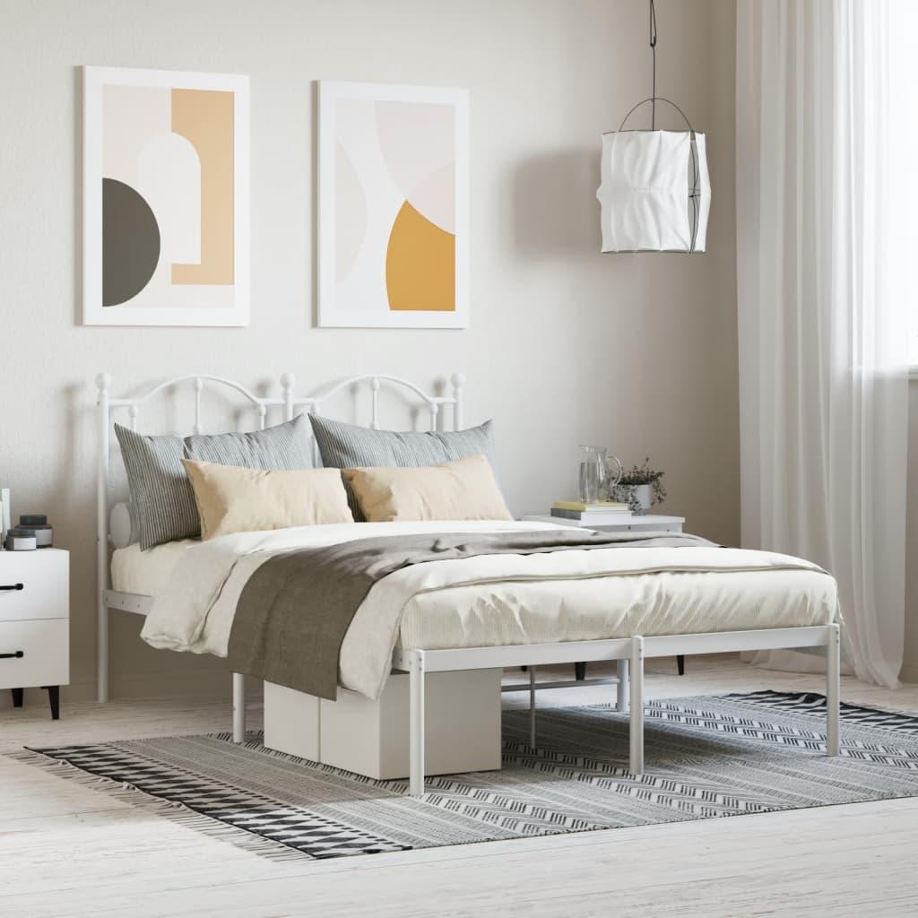 Sengeramme Med Sengegavl Metal - Hvid / med hovedgærde / 120 x 190 cm