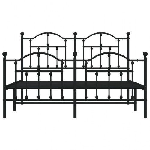 Sengeramme i metal med sengegavl og fodgærde 140 x 190 cm - sort
