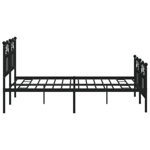 Sengeramme i metal med sengegavl og fodgærde 140 x 190 cm - sort