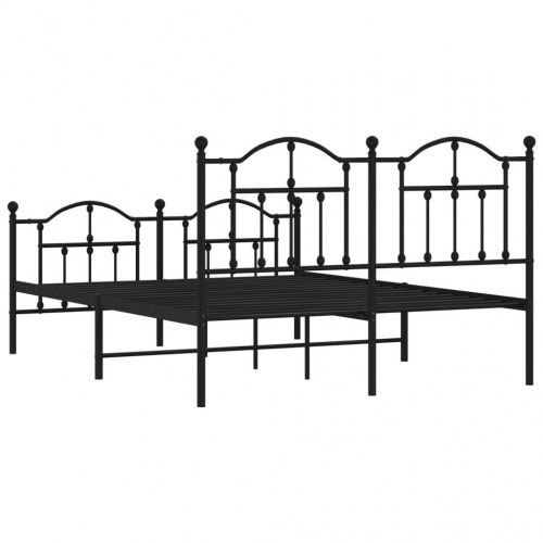 Sengeramme i metal med sengegavl og fodgærde 140 x 190 cm - sort