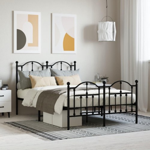 Sengeramme med sengegavl og fodgærde 120 x 200 cm - sort