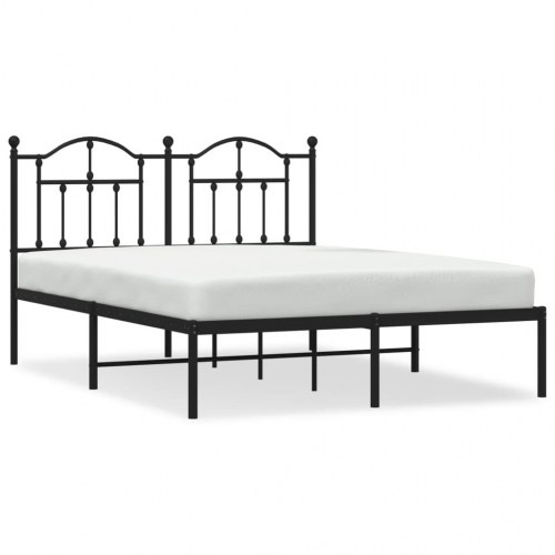 Sengeramme med sengegavl i metal - sort, 135 x 190 cm