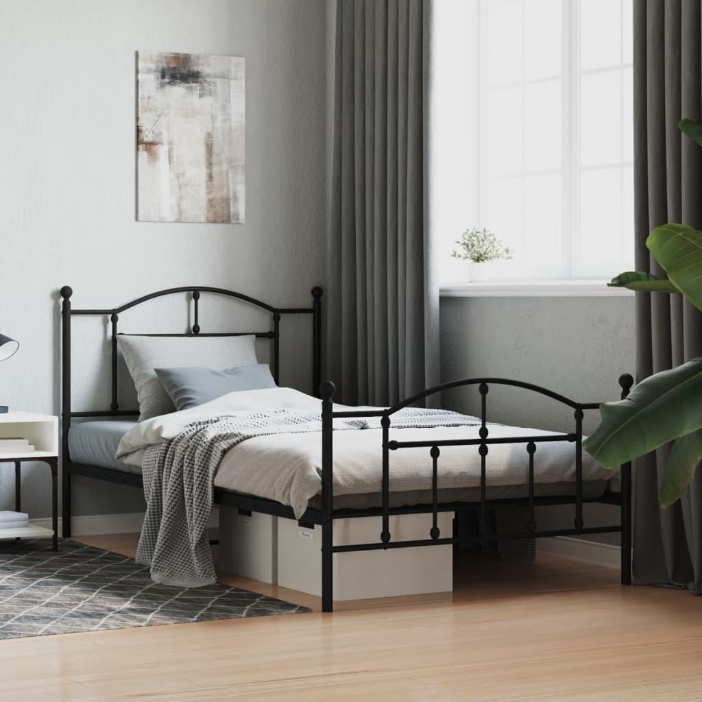 Sengeramme Med Sengegavl Metal - Sort / med hovedgærde og fodgærde / 107 x 203 cm