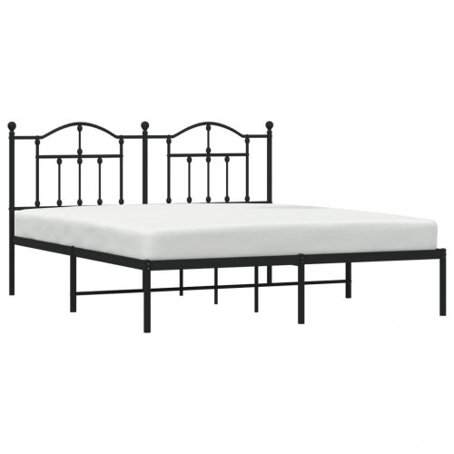 Sengeramme med sengegavl - sort - 183 x 213 cm