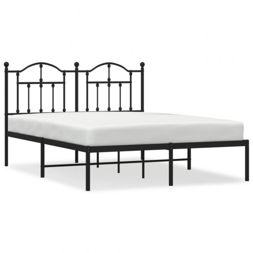 Sengeramme med sengegavl i metal 140 x 190 cm - sort