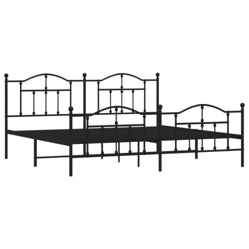 Sengeramme med sengegavl og fodgærde 200×200 cm - metal, sort