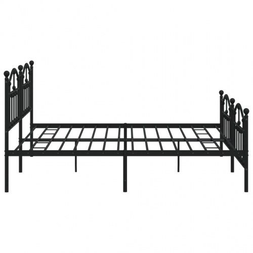 Sengeramme med sengegavl og fodgærde 200×200 cm - metal, sort