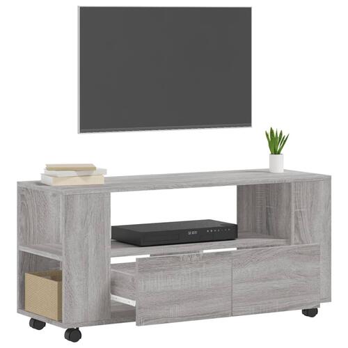 Tv-bord 102x34,5x43 cm konstrueret træ grå sonoma-eg