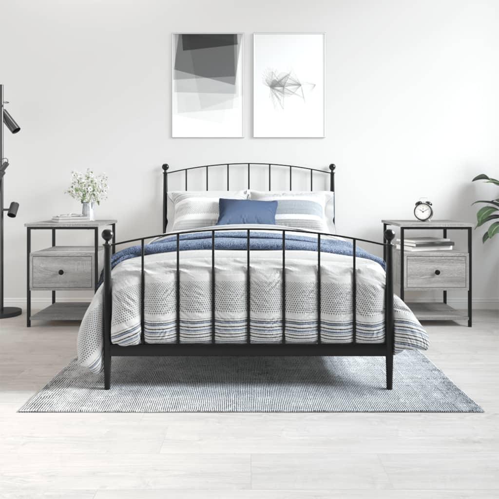 Sengeborde 2 stk. 40x42x56 cm konstrueret træ grå sonoma-eg billede