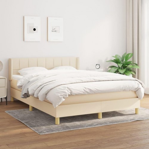 Kontinentalseng med madras 140×190 cm - stof, cremefarvet