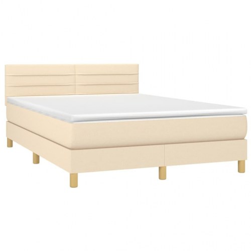 Kontinentalseng med madras 140x190 cm - stof, cremefarvet