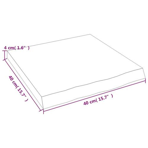 Bordplade til badeværelse 40x40x(2-4) cm massivt træ ubehandlet