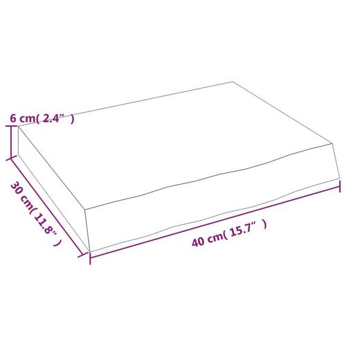 Bordplade til badeværelse 40x30x(2-6) cm massivt træ ubehandlet