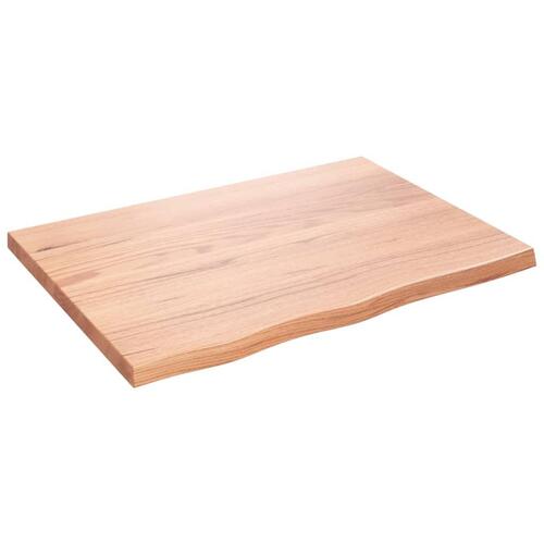 Bordplade til badeværelse 80x60x(2-4) cm massivt træ lysebrun