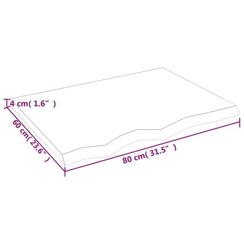 Bordplade til badeværelse 80x60x(2-4) cm massivt træ lysebrun