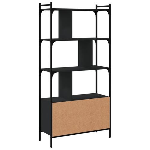 Bogreol med låger 76,5x30x154,5 cm konstrueret træ sort
